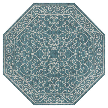 Charleston Vintage Filigree Textured Weave Indoor/outdoor Octagon Rug